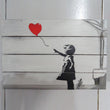 Quadro in legno bimba con cuore Banksy cm 20×30